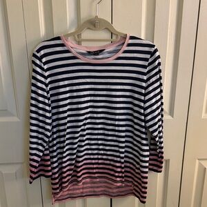 CHARLIE B Pink and Black Striped Long Sleeve Tee